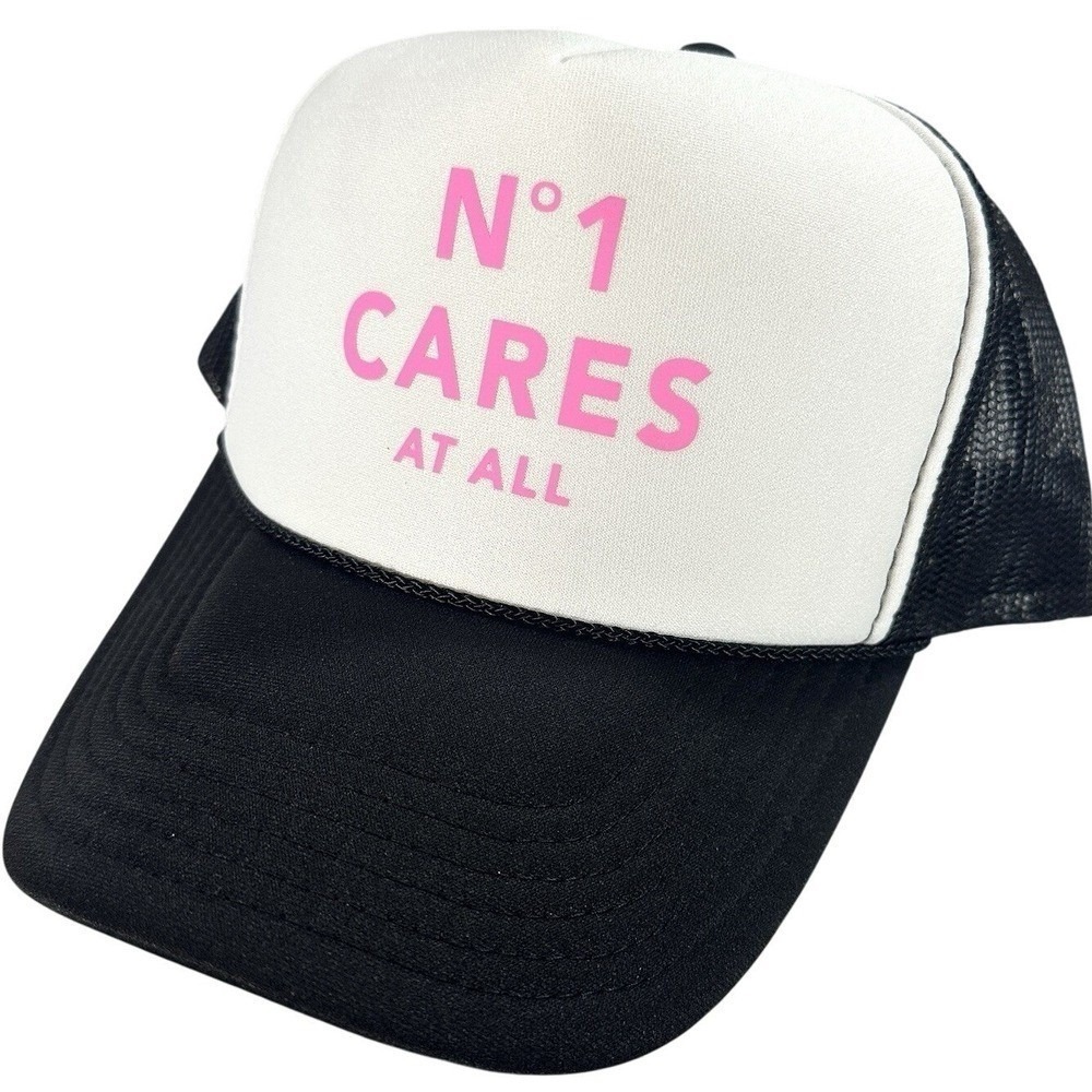 Snapback Trucker Hat NEW Womens No One Cares Black White Pink Sarcastic Snarky